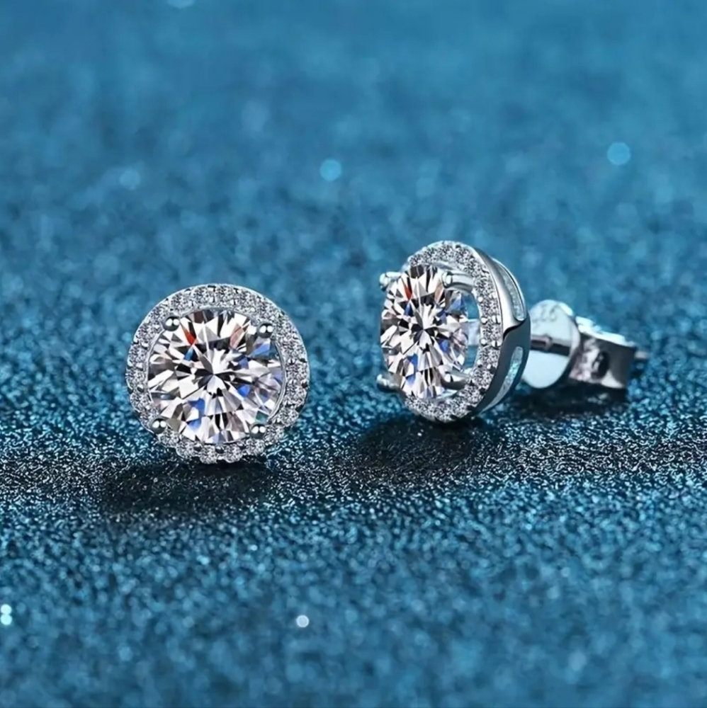 Genuine Moissanite Earrings 18K Gold over Sterling Silver ✨️ 2 Carats - Picture 2 of 8